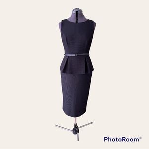 Black Peplum Midi Dress